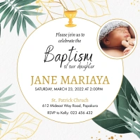 White minimal girl baptism invite instagram p template