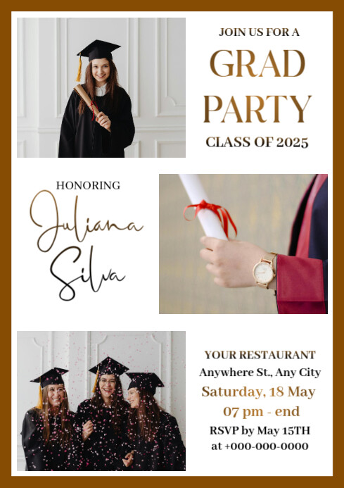 White Minimal Graduation Party Invitation A3 template