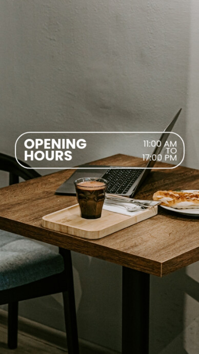 Modèle White Minimalist Bold Typographic Cafe Opening Hours Instagram ...