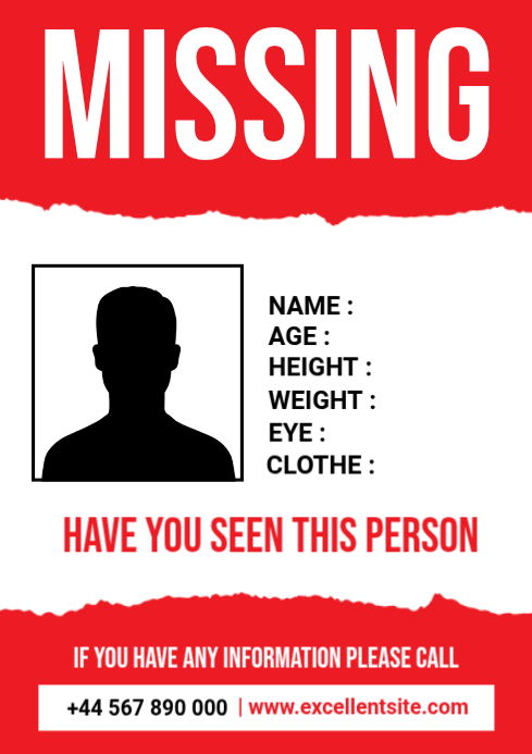 Missing Alert App White Missing Person Alert A4 Template | PosterMyWall