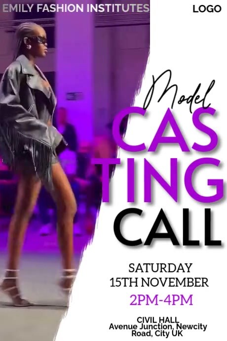 Model Needed Poster White Model Casting Call Video Poster Template | PosterMyWall