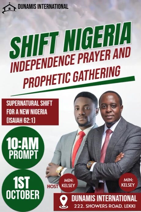 White Modern & Minimal “shift Nigeria | Independence Prayer & Prophetic Gathering Flyer Template” Po Poster