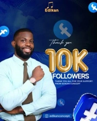 White Modern & Minimal 10k Facebook Thank You Template Instagram Portrait