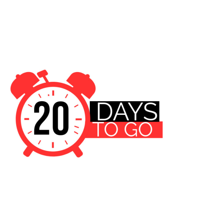 White Modern & Minimal 20 Days To Go Template Instagram Post