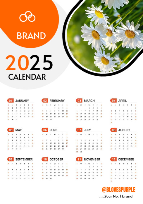 White Modern & Minimal 2025 Calendar A3 Template | PosterMyWall