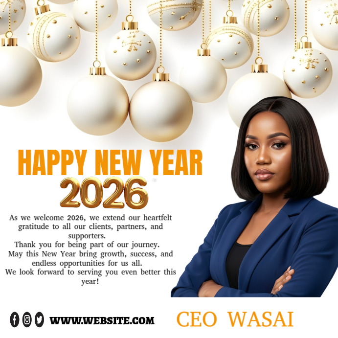 White Modern & Minimal 2026 New Year Flyer Instagram Post Template ...