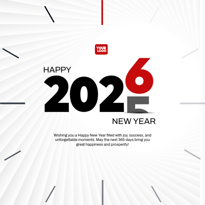 White Modern & Minimal 2026 New Year Greeting Instagram Post Template ...