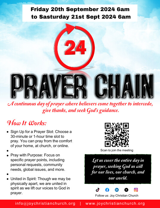 White Modern & Minimal 24 Prayer Chain Online 传单(美国信函) template