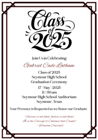 White Modern & Minimal 25 Graduation Invitati A5 template