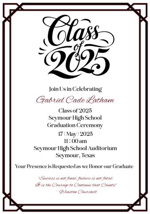 White Modern & Minimal 25 Graduation Invitati A5 template