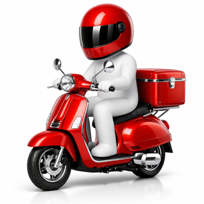 White Modern & Minimal 3d Delivery Rider On Red Scooter – Fast Food ...