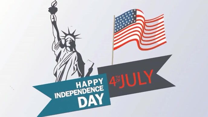 White Modern & Minimal 4th Of July Celebration  Digital Display (16:9) template