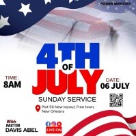 White Modern & Minimal 4th Of July Church Service  Instagram Post template