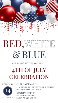 White Modern & Minimal 4th Of July Invitation Instagram na Kuwento template