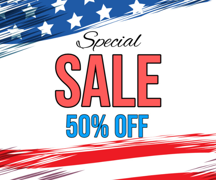 White Modern & Minimal 4th Of July Special Sa Large Rectangle template