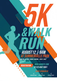 White Modern & Minimal 5k Run Flyer Template A4