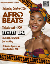 White Modern & Minimal Afrobeats Party Flyer Template – Vibrant African Club Night & Dance Event Des Pamflet (Letter AS)
