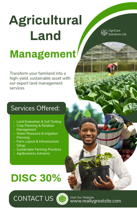 White Modern & Minimal Agricultural Land Management Services Tabloid Poniekoerant template