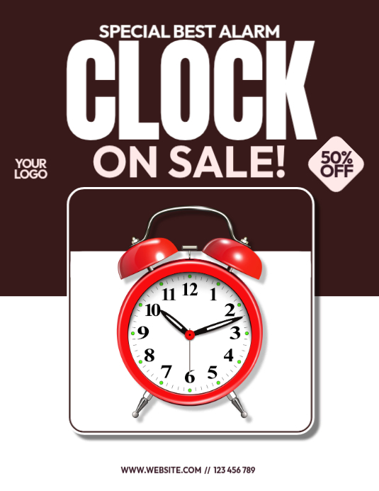 White Alarm Clock Sale Flyers Template | PosterMyWall