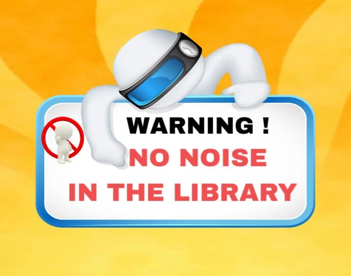 White Modern & Minimal Animated Library Silence Notice Template. No Noise Warning Sign  Poster/wallb Poster/Wallboard