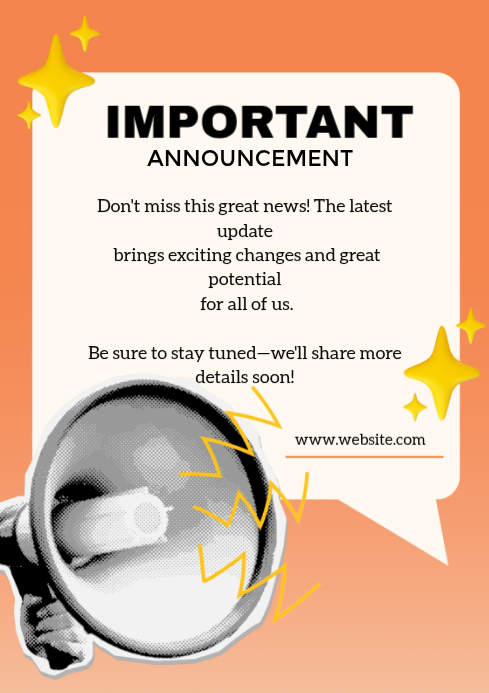 White Modern & Minimal Announcement A3 Template | PosterMyWall
