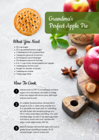 White Apple Pie Recipe A4 Template