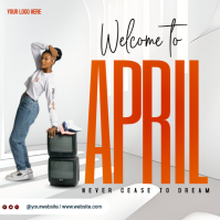 White Modern & Minimal April Welcome Message Instagram Post template