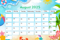 White Modern & Minimal August Calendar 2025 Label template