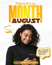 White Modern & Minimal August New Month Social Media Post Instagram Portrait template