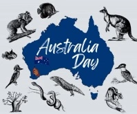 White Modern & Minimal Australia Day  Medium Rectangle template