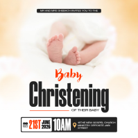 White Modern & Minimal Baby Christening Square Isikwele (1:1) template