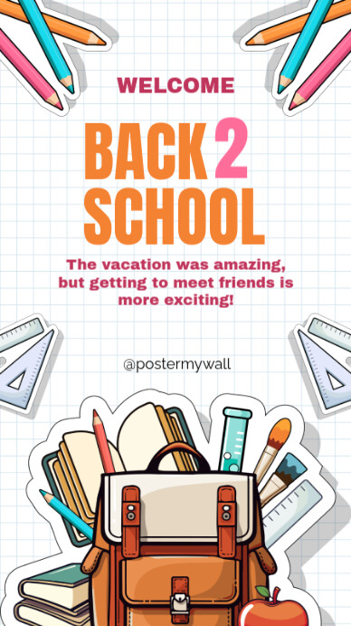 White Modern & Minimal Back To School Tampilan Digital (9:16) template
