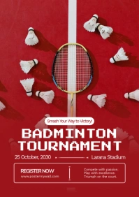 White Modern & Minimal Badminton Tournament Poster A1 template