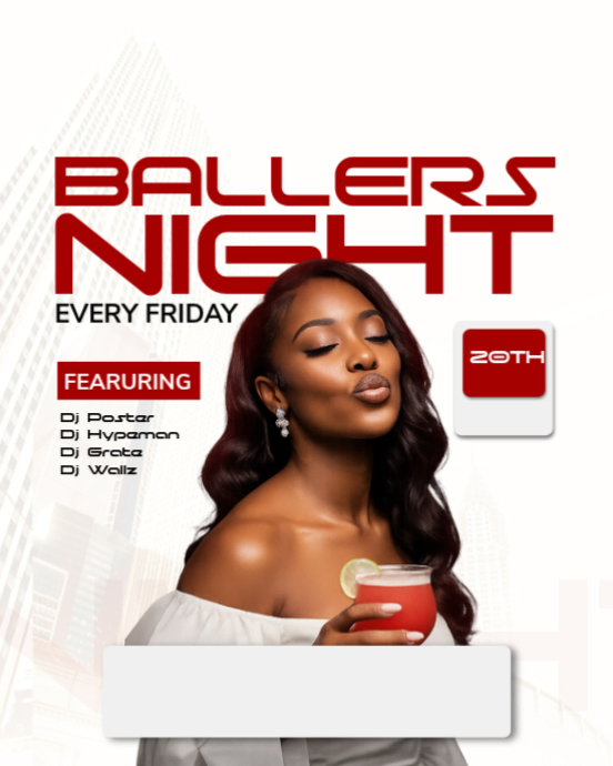 Plantilla de White Modern & Minimal Ballers Night Event Instagram ...