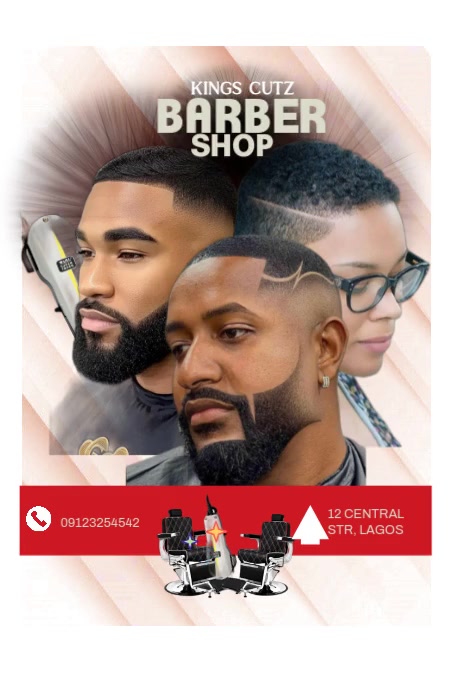 White Modern & Minimal Barber Shop Video Template Poster Iphosta