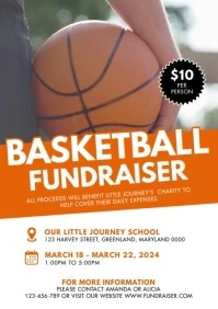 White Modern & Minimal Basketball Fundraiser A4 template