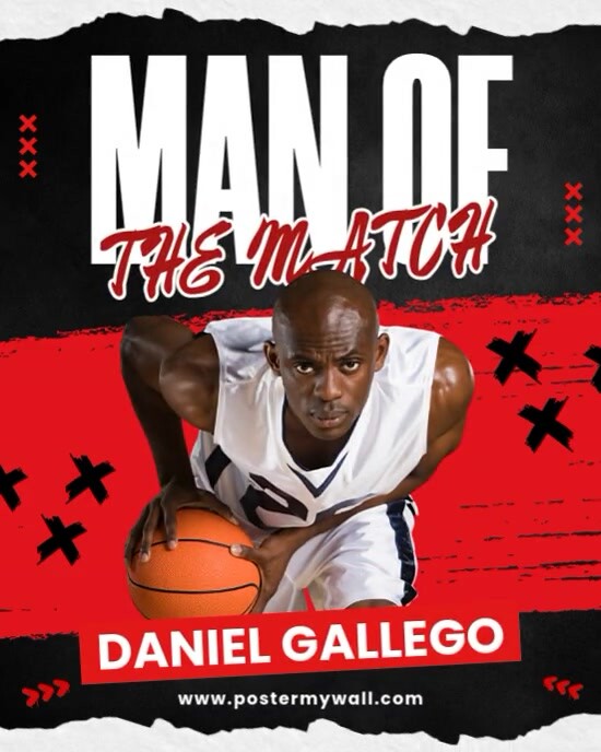 White Modern & Minimal Basketball Man Of The Match Instagram Portrait template
