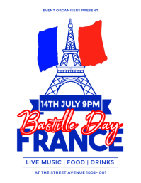White Bastille Day Celebration Ulotka Template