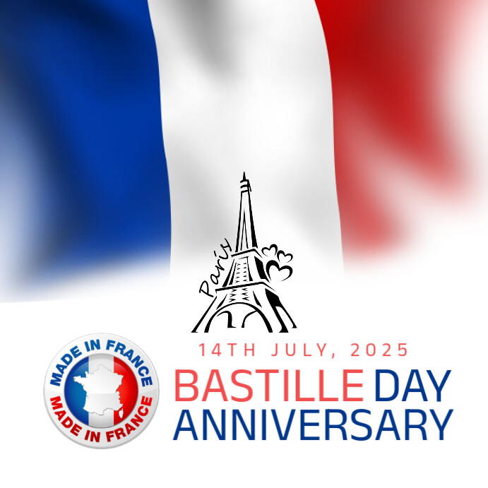 White Modern & Minimal Bastille Day Instagram Post template
