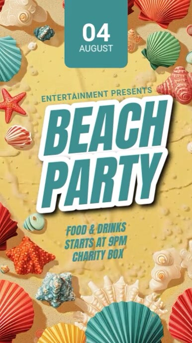 White Modern & Minimal Beach Party Tiktok Video template