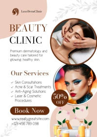White Modern & Minimal Beauty Clinic Poster Template A4