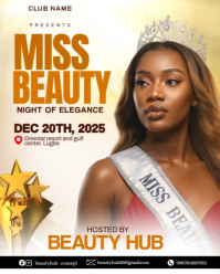 White Modern & Minimal Beauty Pageant Contest Poster  Instagram Portrait template