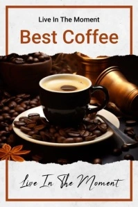 White Modern & Minimal Best Coffee Poster template
