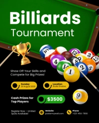 White Modern & Minimal Billiard Tournament Instagram Portrait template