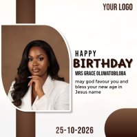 White Birthday Celebration Wpis na Instagrama Template