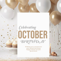 White October Birthday Greeting Ilogo Template