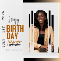 White Modern & Minimal Birthday Celebration Logo template