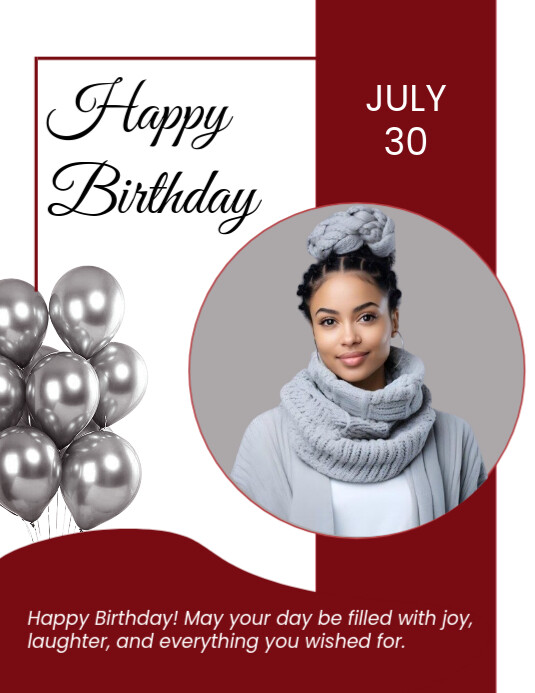 White Modern & Minimal Birthday Instagram Post Flyer (us Letter) template