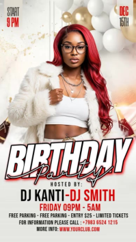 White Modern & Minimal Birthday Party Instagram Story Video template
