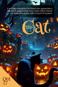 White Modern & Minimal Black Cat Day Poster 海报 template